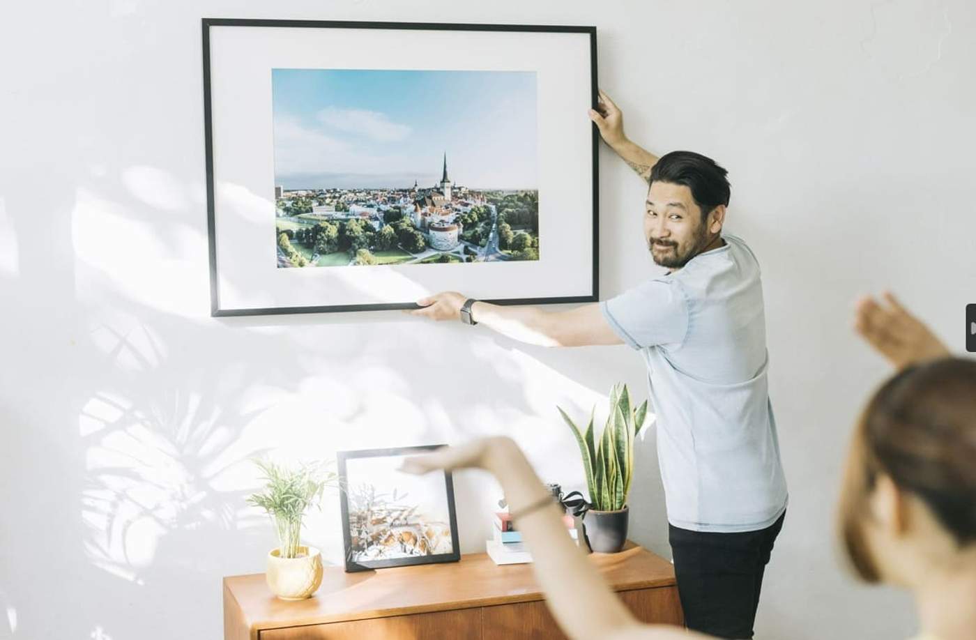 Couple hanging photos made with a high-quality, large-scale colour plotter printer